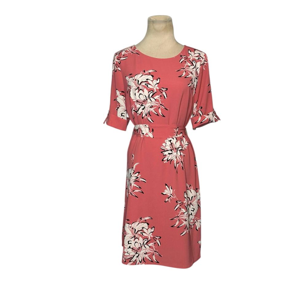 Worthington pink floral short sleeves mini dress size Small